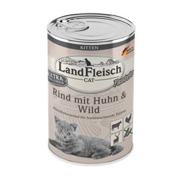 Landfleisch Cat Kitten Pastete Rind, Huhn & Wild 400 g