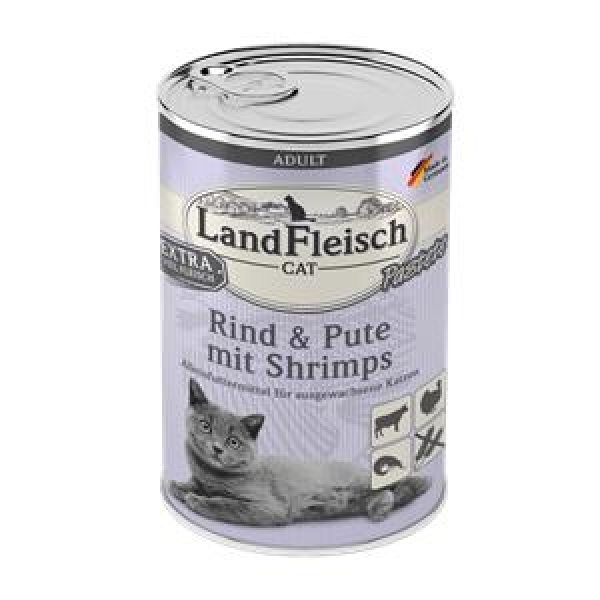 Landfleisch Cat Adult Pastete Rind, Pute & Shrimps 400 g