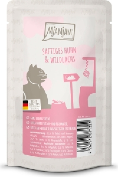 Mjamjam Katze Huhn Wildlachs 125g