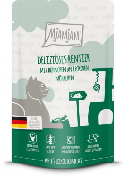 Mjamjam Katze Rentier Huhn Möhre 125g